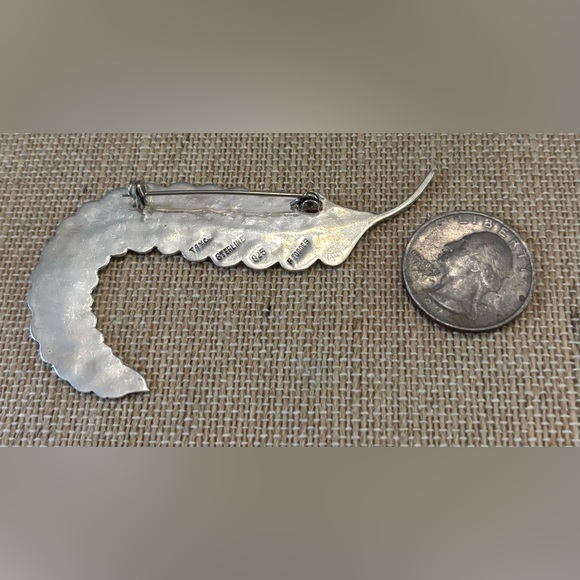 Taxco Mexico Sterling Silver Feather Brooch - Picture 2 of 3